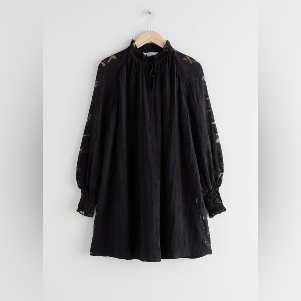 Other Stories Women's Black Mini Dress Size 8 Long Sleeve High Neck